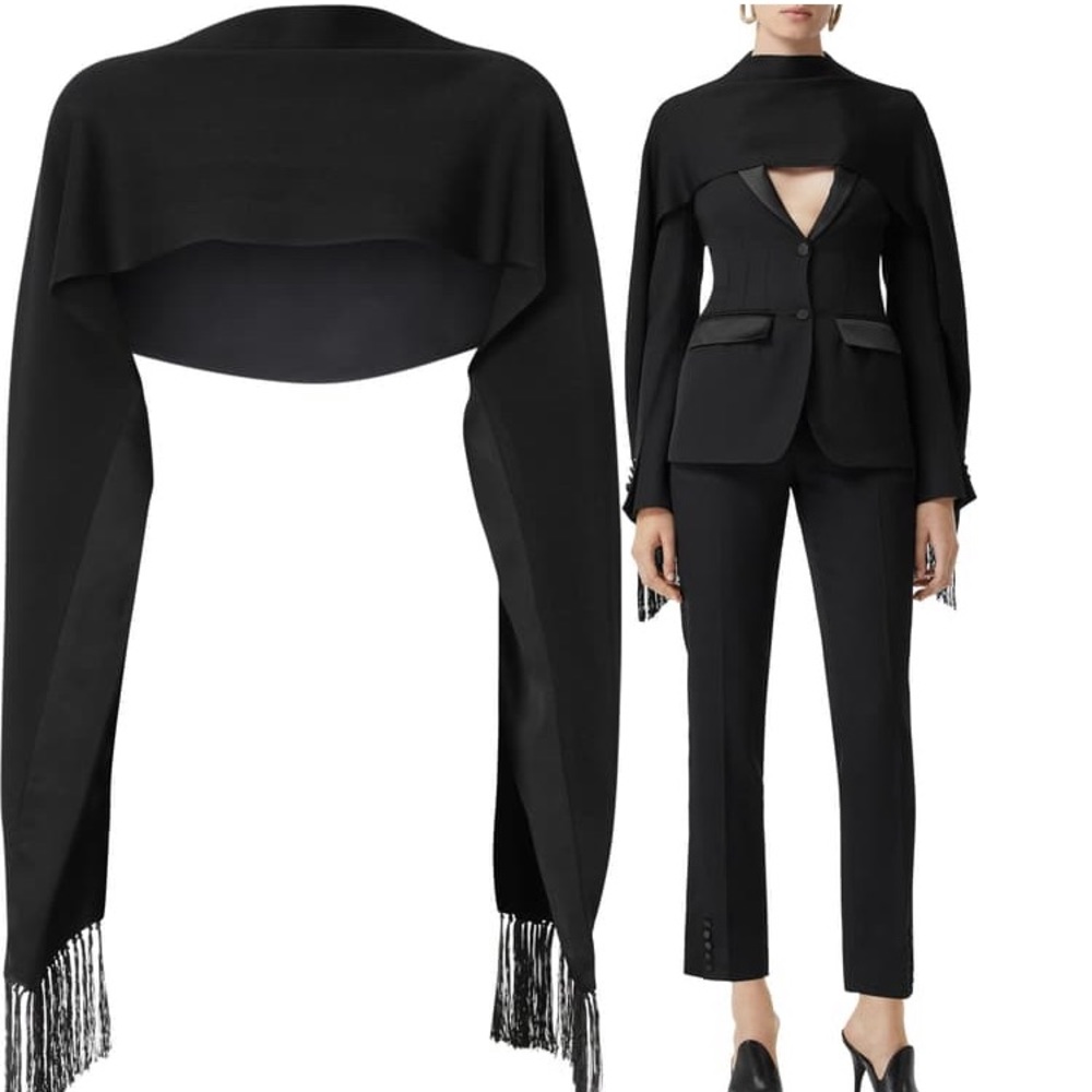 Burberry Black Silk Tux Scarf / Capelet - OS, NWT